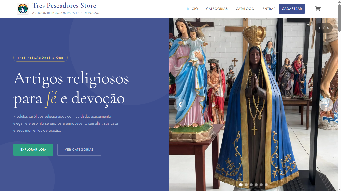 Visualização do projeto Três Pescadores - E-commerce